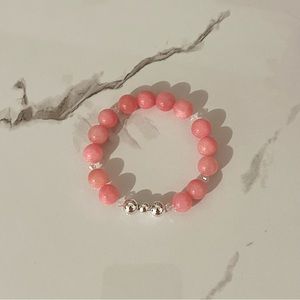 HANDMADE • Chunky Pink Bracelet with Iridescent Accents